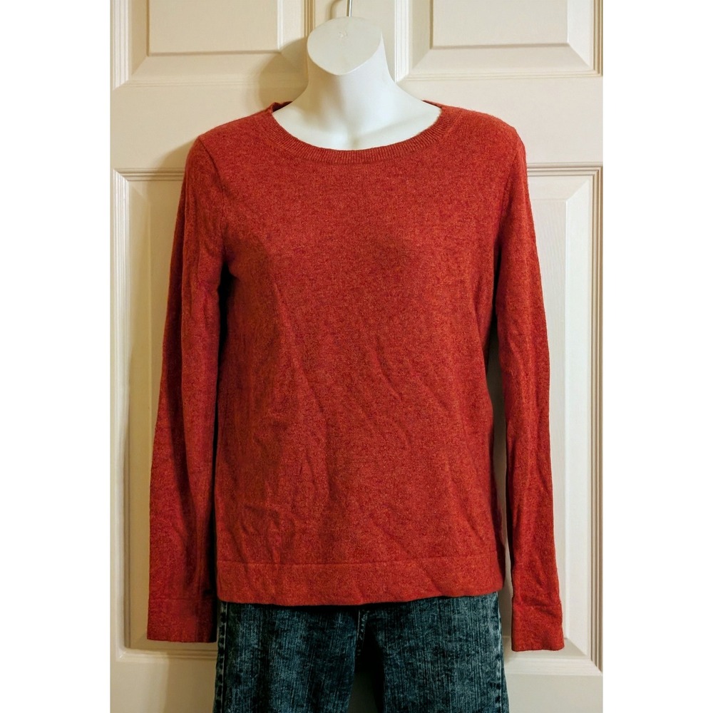 J.Crew Teddie Women's XS Merino Wool Blend Crewneck Sweater Orange Red